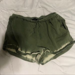 Distressed Acid Washed Green Shorts